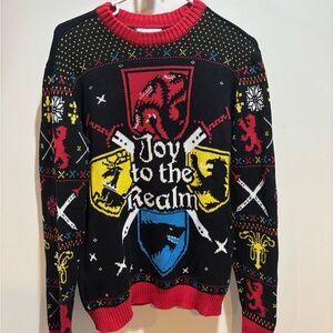 Joy to the Realm Men's Sweater - Black and Red Game of Thrones